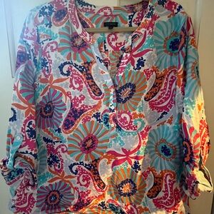 Talbots Multicolor Floral Paisley Button-Front Blouse